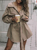 Manteau femmes Poches Col Rabattu Casual Kaki Ceinture Veste d\