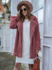 Manteau Femmes Teddy à Col Revers avec Manches Longues Unicolore Fermeture avec Boutons