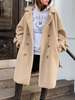 Manteau Femmes Teddy Longs à Col Revers avec Manches Longues Fermeture avec Boutons avec Ceinture Unicolore