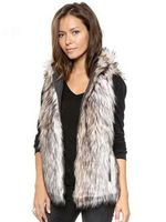 Manteau Fousse Fourrure Synthétique à Capuche avec Poches Unicolore Manteau Hiver Femme