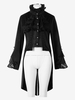 Manteau gothique noir mi-long pour femme trench-coat slim col montant foncé smoking de palais mode automne et hiver