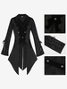 Manteau gothique noir mi-long pour femme trench-coat slim col montant foncé smoking de palais mode automne et hiver