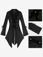 Manteau gothique noir mi-long pour femme trench-coat slim col montant foncé smoking de palais mode automne et hiver