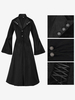 Manteau gothique noir mi-long pour femme trench-coat slim col montant foncé smoking de palais mode automne et hiver
