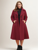 Manteau Grande Taille Pour Femme Bordeaux Col Rabattu Décontracté