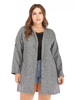 Manteau grande taille pour femme gris manches longues boutons coton polyester manteaux surdimensionnés coupe-vent