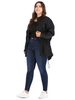 Manteau grande taille pour femme noir col montant manches longues boutons coton Polyester coupe-vent manteaux surdimensionnés