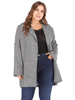 Manteau grande taille pour femmes gris manches longues coton polyester col montant respirant manteaux surdimensionnés