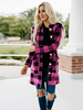 Manteau Imprimé Carreaux Femme avec Manches Longues avec Boutons Bicolores