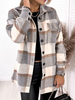 Manteau Imprimé Femme Carreaux Femme à Col Revers avec Manches Longues avec Poches Manteau Femme