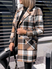 Manteau Imprimé Femme Carreaux Femme à Col Revers avec Manches Longues avec Poches Manteau Femme