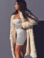 Manteau long en fausse fourrure à capuche manteau dhiver en fourrure
