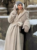Manteau long en fausse fourrure avec capuche vêtement d