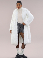 Manteau long en fausse fourrure blanche surdimensionné à col rabattu pour femme veste d