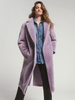 Manteau long en fausse fourrure lavande à revers crantés Veste écologique pour femme 2025