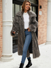 Manteau long en fourrure écologique à col rabattu pour lhiver