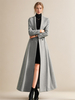 Manteau long en laine mélangée pour femme grand revers vintage croisé ligne A pleine longueur vêtements d