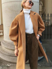 Manteau Long Femme à Col Revers avec Manches Longues Amples Unicolore Manteau Femme