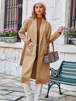 Manteau Long Femme à Col Revers avec Manches Longues avec Poches Unicolore Manteau Hiver