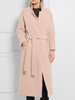 Manteau Long Femme à Col Revers avec Manches Longues Coupe Cintrée à Lacets avec Poches Unicolore Hiver