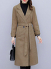 Manteau Long Femme avec Col à Revers à Lacets Classique Ceinturé Unicolore Vêtements Manteau Hiver Femme