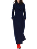 Manteau Long Femme en Laine Mélangée à Col Revers avec Manches Longues avec Poches Coupe Cintrée avec Boutonnages Bleu Foncé Unicolore
