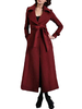 Manteau Long Femme en Laine Mélangée à Col Revers avec Manches Longues Coupe Cintrée à Lacets avec Poches Unicolore Manteau Femme