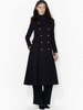 Manteau Long Femme Hiver à Col Montant avec Manches Longues avec Poches Coupe Cintrée Fermeture avec Boutonnages Unicolore Noir Manteau 2021
