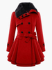 Manteau Long Femme Hiver à Col Montant en Fausse Fourrure Synthétique Fermeture à boutonnages Ceinturé Bimatières Bas Evasée Manteau Hiver Femme