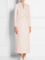 Manteau Long Femme Hiver à Col Revers avec Manches Longues Coupe Cintrée avec Boutons Unicolore