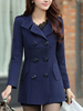 Manteau Long Femme Hiver à Col Revers Coupe Cintrée Fermeture à Boutonnages Croisés avec Poches Unicolore Manteau Hiver Femme