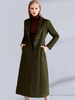 Manteau Long Femme Hiver Laine Mélangée à Col Rever avec Manches Longues avec Poches Unicolore