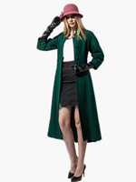 Manteau Long Femme Veste à Col Revers avec Manches Longues Coupe Cintrée avec Boutons avec Poches Bas Evasée Unicolore