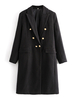 Manteau Long Femmes Hiver à Col Revers avec Manches Longues Fermeture avec Boutonnages Croisées avec Poches Uncolore