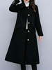 Manteau Long Hiver Femme avec Col à Revers à Lacets Classique avec Poches et Bouton Blanc Manteau Hiver Femme