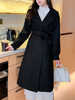 Manteau Long Hiver Femme avec Col à Revers à Lacets Classique Ceinturé Unicolore Manteau Hiver Femme
