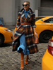 Manteau Long Hiver Femme Col Rabattu à Lacets avec Poches et Bouton en Laine Carreaux Orange Manteau Hiver Femme