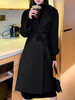 Manteau Long Hiver Femme Col Rabattu à Lacets Classique Ceinturé Unicolore Manteau Hiver Femme