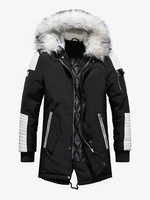 Manteau long matelassé à capuche pour homme Parka imperméable pour lhiver