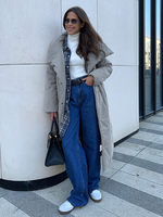 Manteau long matelassé à col châle coupe décontractée vêtements dextérieur dhiver décontractés pour femmes 2025