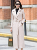 Manteau Longs Femmes Hivers à Col Revers avec Manches Longues Coupe Cintrée avec Ceinture avec Poches Unicolore
