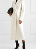 Manteau Longs Hivers Femmes à Col Revers avec Manches Longues Coupe Cintrée à Lacets avec Poches Unicolore