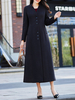 Manteau Longue Femme Hiver à Col Revers avec Manches Longues Coupe Cintrée Unicolore avec Boutons Manteau Femme