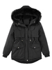 Manteau Matelassé à Capuche avec Manches Longues Coupe Cintrée à Lacets avec Poches Unicolore Manteau Femme Hiver
