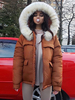 Manteau Matelassé à Capuche Femme Court avec Manches Longues à Zip avec Poches Unicolore