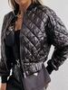 Manteau Matelassé avec Manches Longues à Col Rond à Zip Unicolore
