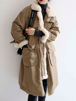 Manteau Matelassé Chaud comme Doudoune Confectionné Chaud comme Doudoune Hiver Femme Long à Capuche avec Poches Fausse Fourrure Synthétique Manteau Hiver Femme
