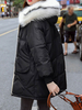 Manteau Matelassé Chaud comme Doudoune Confectionné Femme Hiver Bouffants à Capuche Réglable par Lacet Fausse Fourrure Synthétique avec Poches et Bouton Manteau Hiver Femme