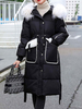 Manteau Matelassé Chaud comme Doudoune Confectionné Femme Hiver Longue Bouffants à Capuche Ceinturé Avec Poches et Bouton Fausse Fourrure Synthétique Manteau Hiver Femme