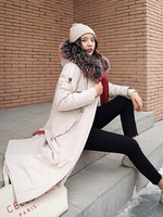 Manteau Matelassé Chaud comme Doudoune Confectionné Femme Hiver Longue Bouffants à Capuche Ceinturé avec Poches et Bouton Fausse Fourrure Synthétique Manteau Hiver Femme